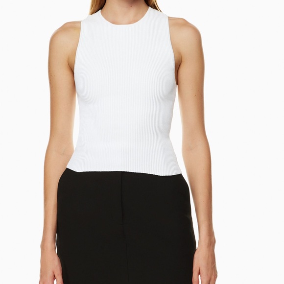 SOLD Aritzia Babaton Sculpt Knit Racer Tank in White and Matte Pearl- Small - Picture 3 of 6